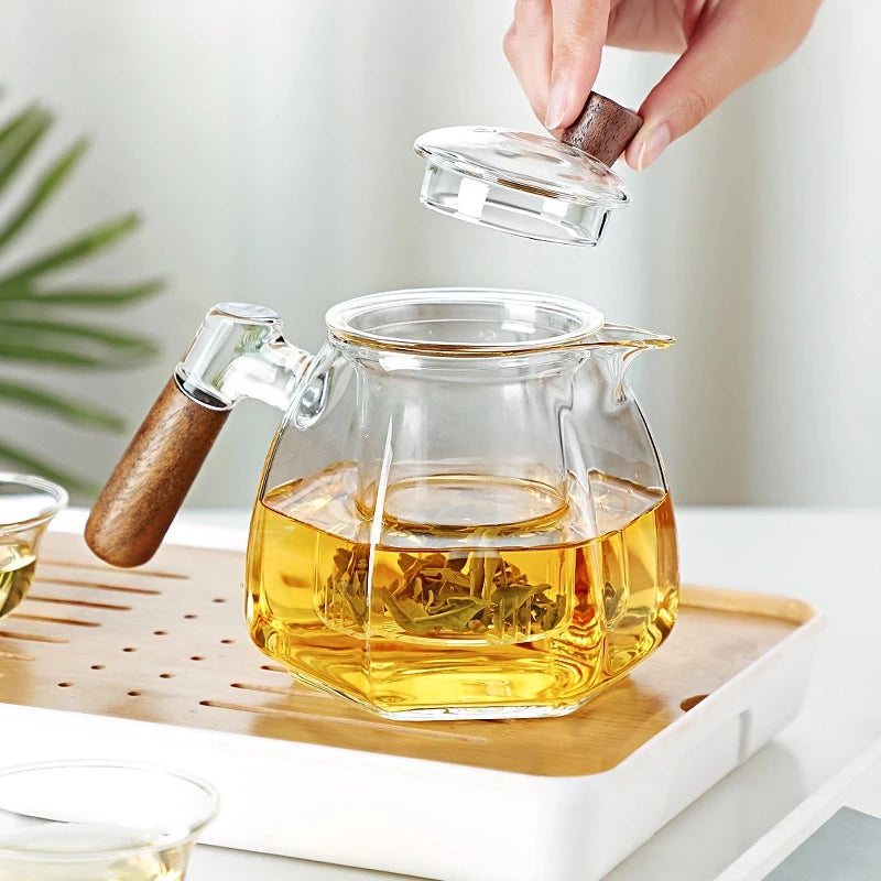 600ml Glass Teapot with Stainless Steel Tea Strainer High Heat Resistant Flower Kettle Kung Fu Tea Pots Teaware for Infusing Tea