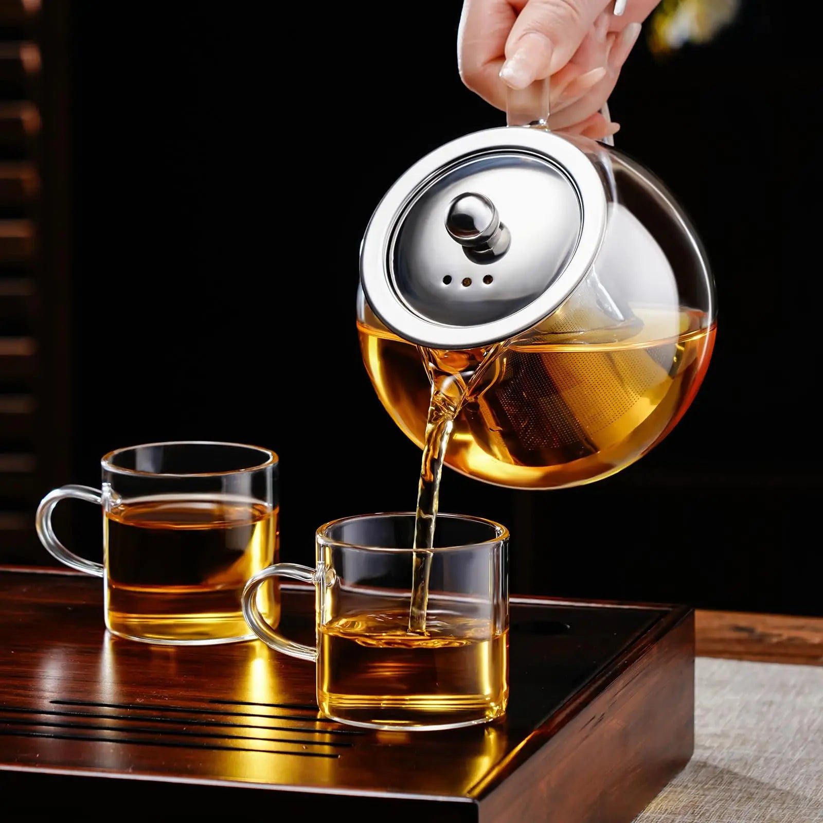 Glass Teapot Stovetop 22 OZ/650ml, Tea pot with Removable 18/8 Stainless Steel Infuser, Borosilicate Clear Tea Kettle