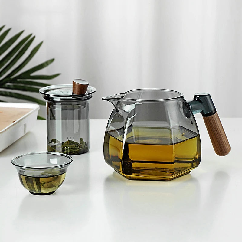 Glass Teapot with Stainless Steel Tea Strainer 600ml High Heat Resistant Infuser Flower Kettle Kung Fu Tea Pots Teaware Set