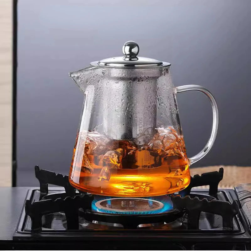 400ml/1350ml Filterable Heat-resistant Thickened Glass Teapot High Borosilicate Glass Flower Tea Pot Heatable Glass Tea Set