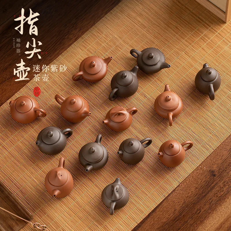 Creative Mini Purple Clay Teapot Fingertip Teapot Kung Fu Tea Set Accessories Ceramic Tea Infuser Living Room Office Decoration